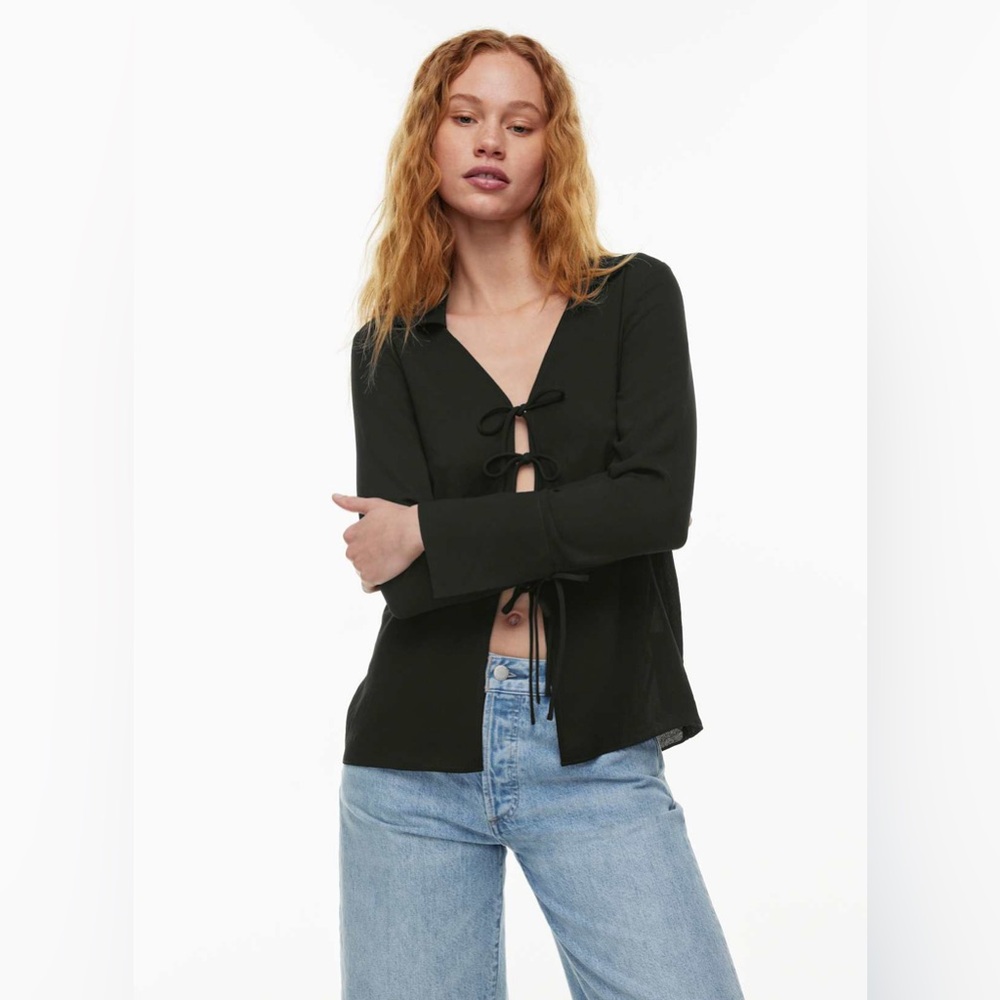 Wilfred Black Tie-Front Favor Blouse